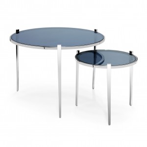 COFFEE TABLE GLASSY ROUND SET 2PC D80/48