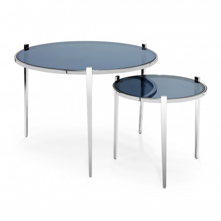 COFFEE TABLE GLASSY ROUND SET 2PC D80/48