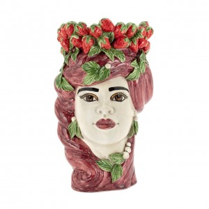 VASE STRAWBERRIES HEAD LADY