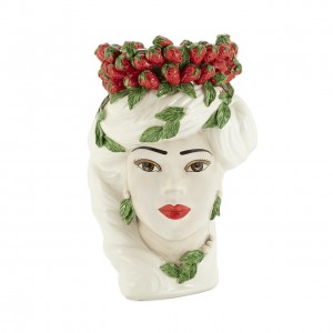 VASE STRAWBERRIES HEAD LADY...