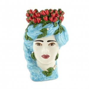 VASE STRAWBERRIES HEAD LADY BIG
