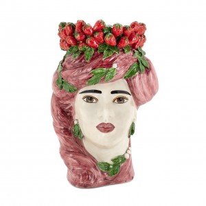 VASE STRAWBERRIES HEAD LADY BIG